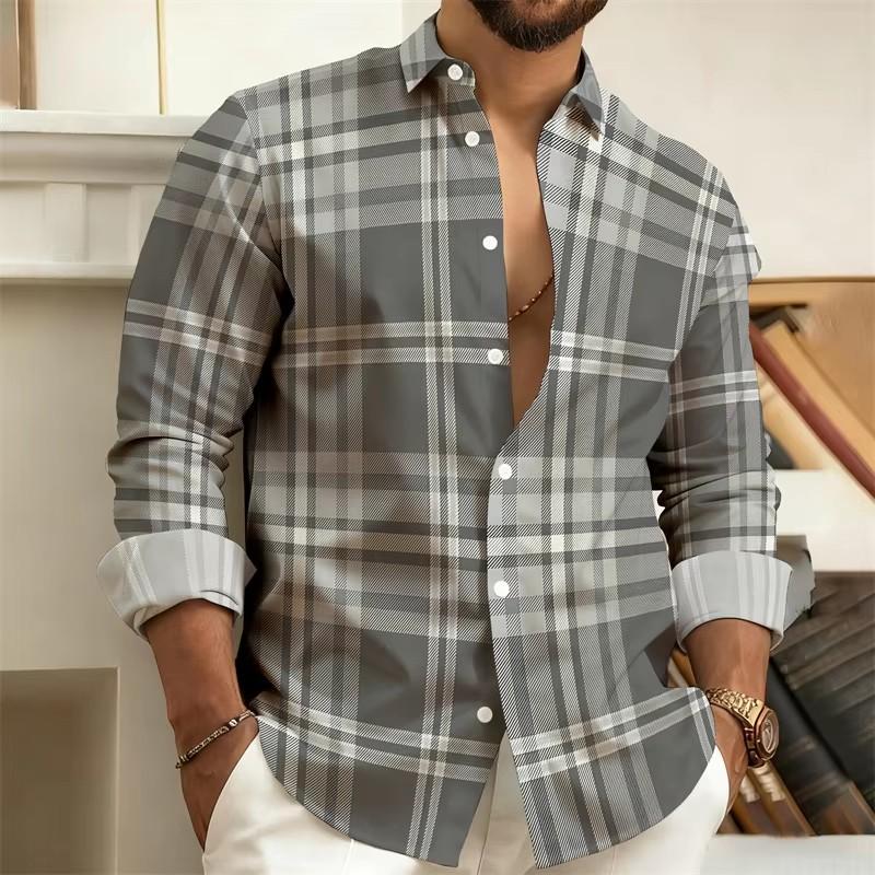 Autumn Winter New Men Clothes Long Sleeve Casual Stripe Shirt