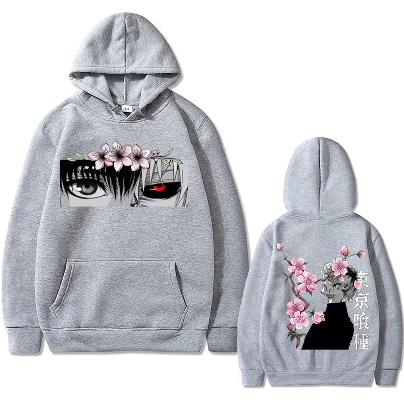 Japanese Anime Ken Kaneki Tokyo Ghoul Hoodies Men Women Manga Hooded Sweatshirt Fashion Oversized Hoodie Pullover Streetwear