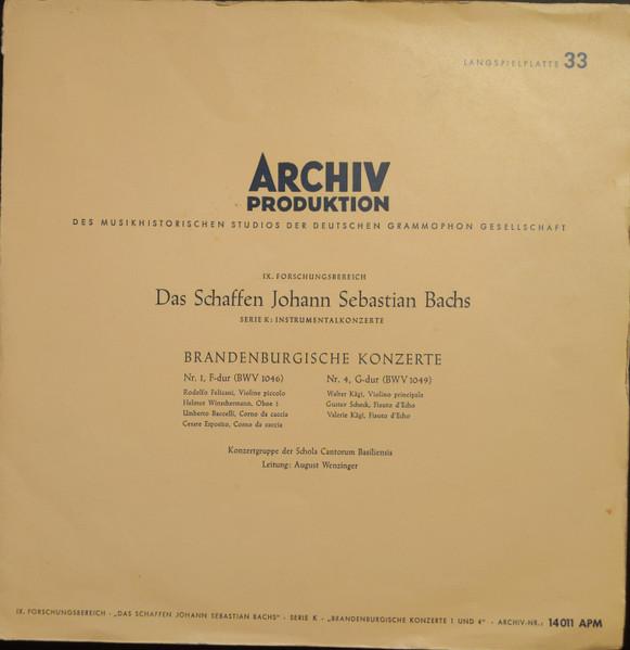 LP Record JOHANN SEBASTIAN BACH , SCHOLA CANT - Brandenburgische Konzerte Nr. 1 Und 14011APM Archiv Produkti 1955 Germany Classical Used