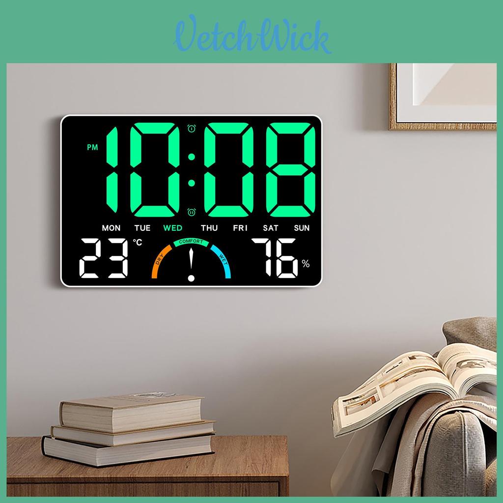Digital Led Wall Clock With Temperature Calendar Alarm For Living Room Decor