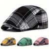 New Plaid Pattern Beret Women Men Fashi Vintage Visor Hat Casual Female Newsboy Caps Retro Flat Gatsby Cap For Spring Autumn
