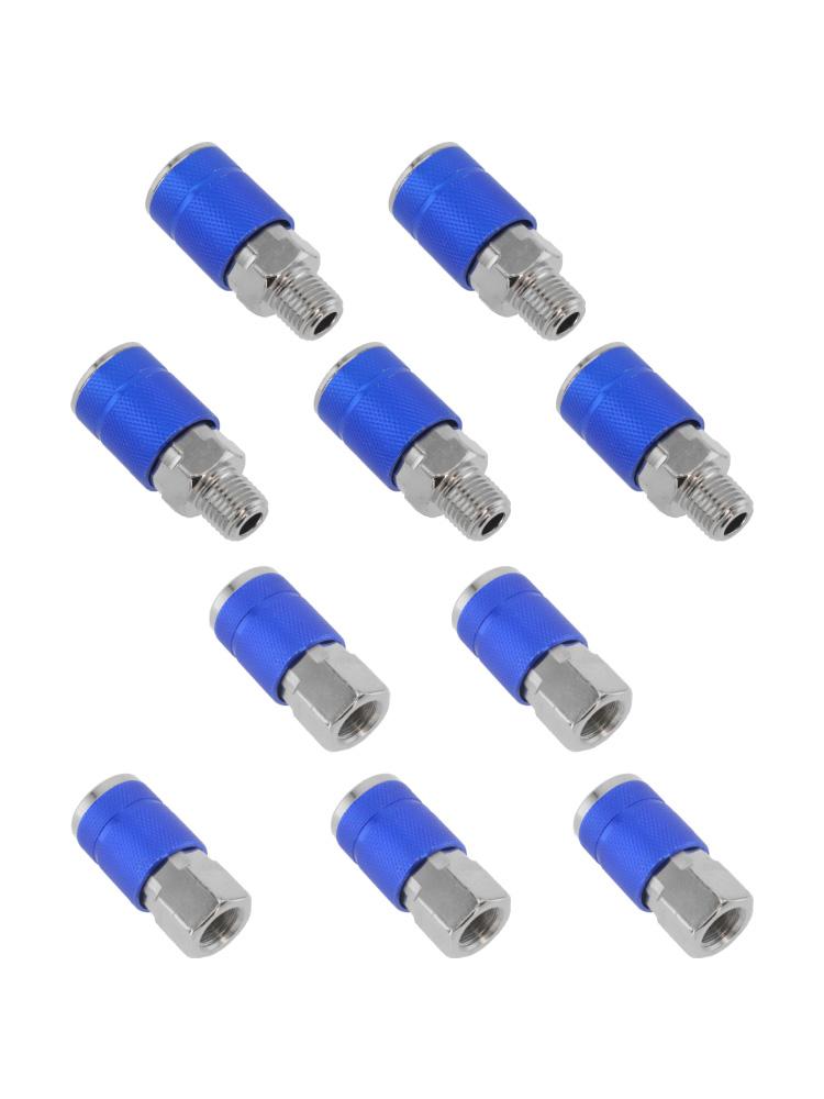 1/4 NPT Metal Quick Coupler Set 10pcs Suitable for Air Hose Connections In Automotive Repair and Industrial Workshops