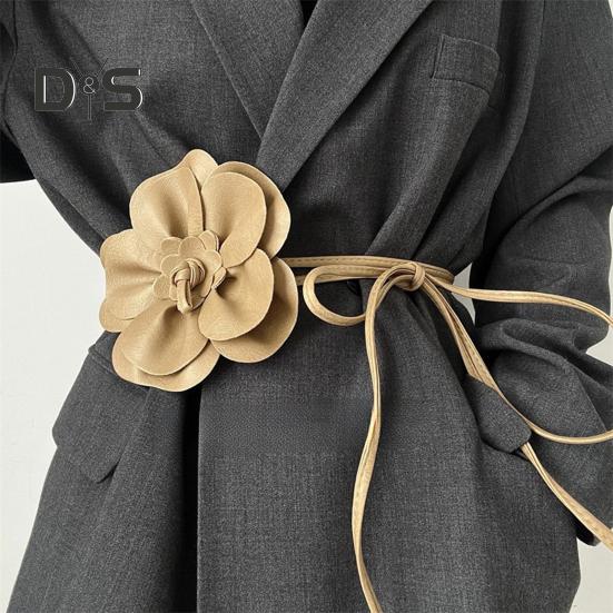 Boho Flower Waist Belt for Women Girls Floral Faux Leather Rope Waist Band Wedding Dress Thin Waistband