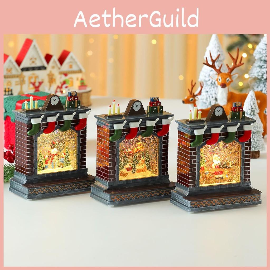 Music Ornament Fireplace Box With Snowman And Reindeer Christmas Decor Gift