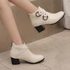 Women's High-heeled Short Boots Autumn and Winter New Thick-heeled Large-size Casual Short Boots
