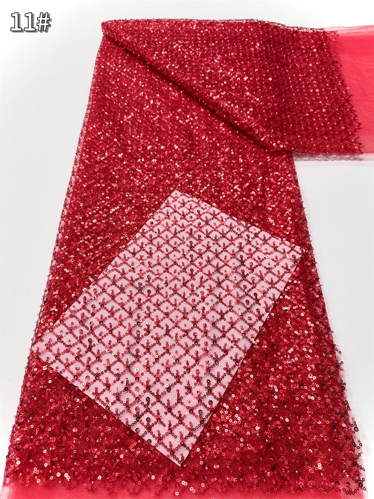 Sky Blue African Sequins Lace Fabric 2025 High Quality Lace Embroidery Nigerian Mesh Beads Fabric French For Wedding Party Dress