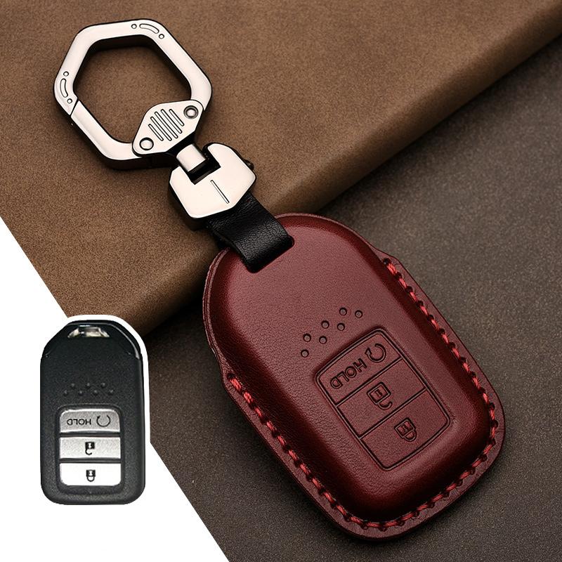 Leather Car Key Case Cover Shell for Honda Civic Accord Fit Hrv Crv Jazz City Protector