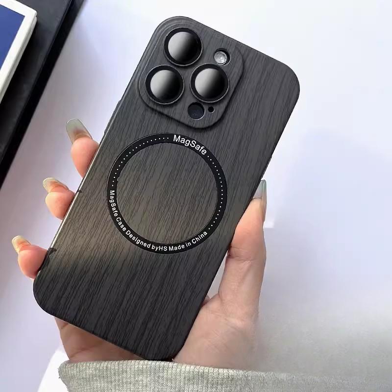 Suitable for IPhone16, Walnut Wood Grain Phone Case, Magnetic Charging, Full Cover of IPhone 15proMax, 14 Anti-drop Protective Case