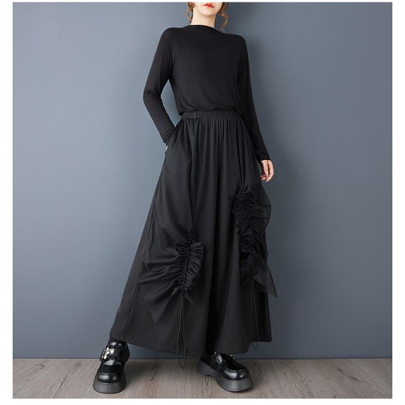 DIMANAF Plus Size Women New Long Pants Black Loose Trousers Big Size Casual Spring Autumn Bottoms Fashion Lady