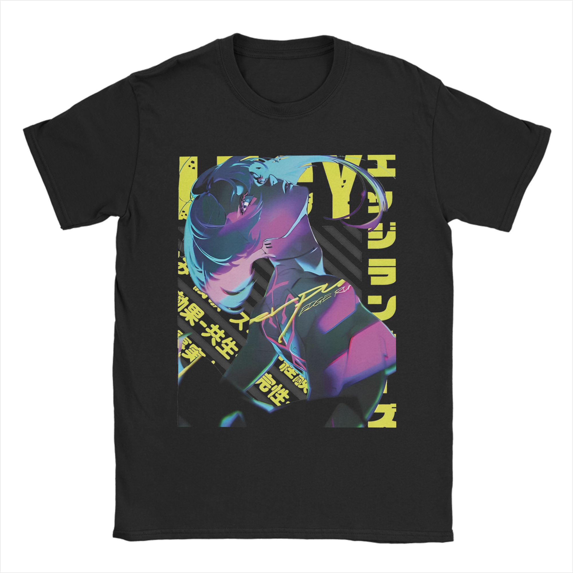 

Rebecca Anime Cyber Edgerunner TShirt Men Cotton Clothing Kawaii Cartoon Round Neck Short Sleeve5 Graphic T Shirts Men Clothing M