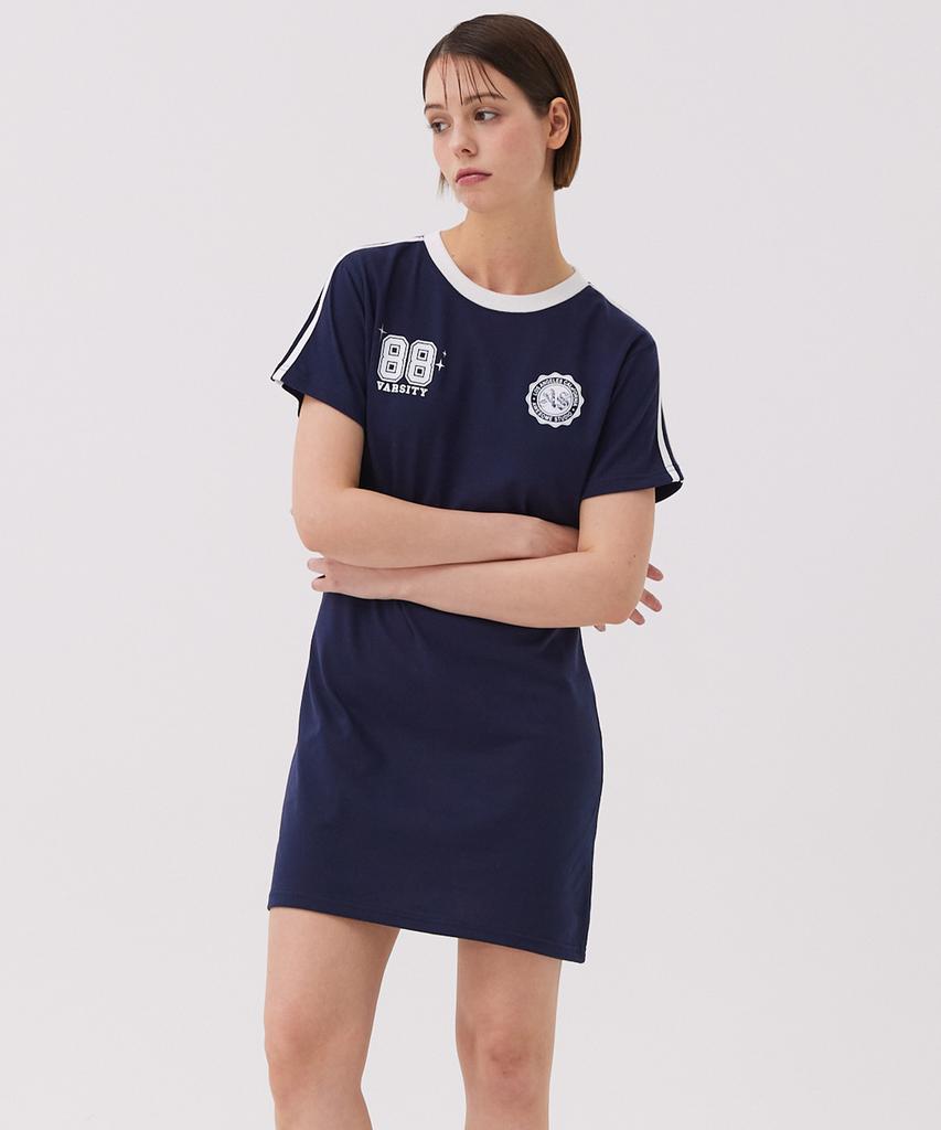 Awesome Studio Football Line Color Block Dress Indigo