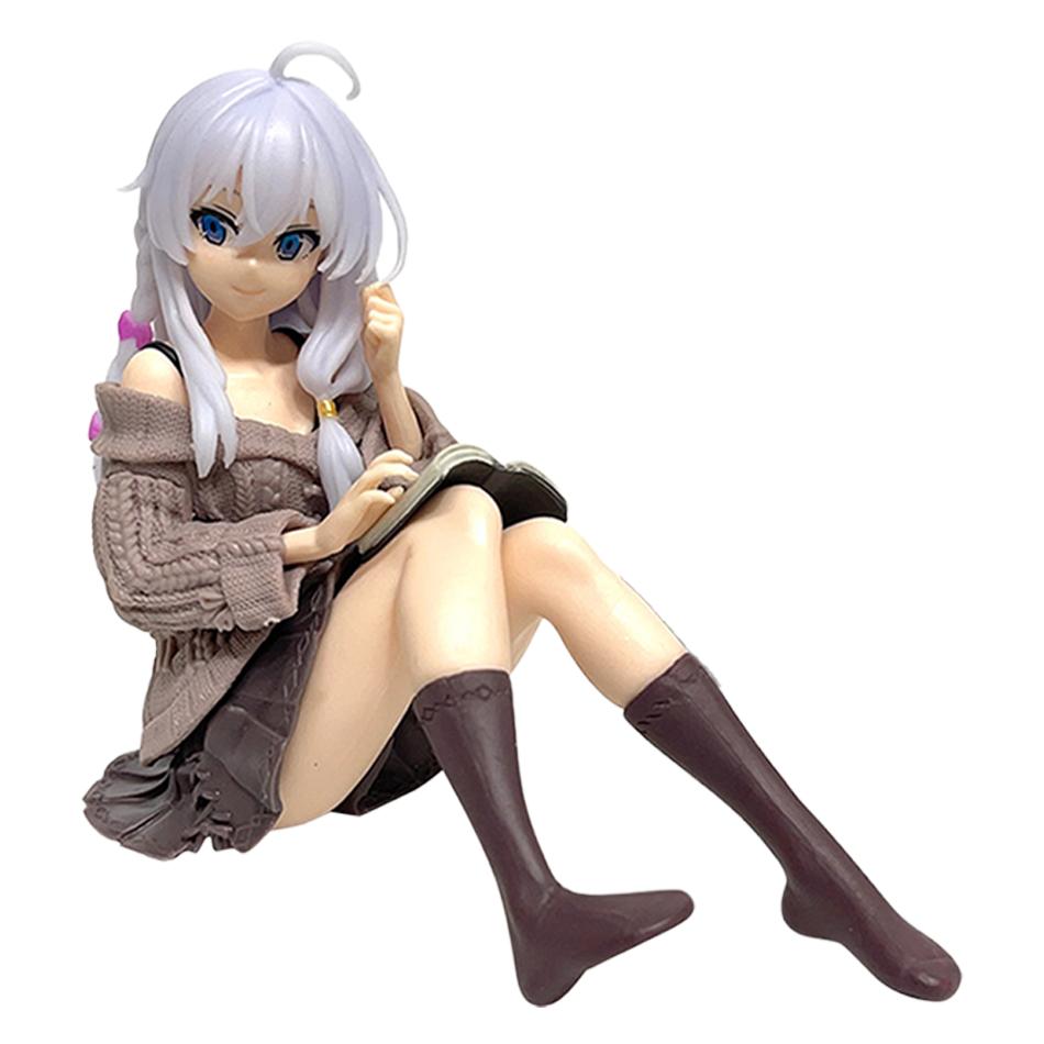 New The Journey of Elaina Anime Figures GK Model Elaina Sweater Doll Action Figure Room Decor Gift Toys 13cm