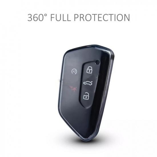 2x Black Car Key Fob Cover Case Holder For Volkswagen Golf MK8 ID.4 -2024