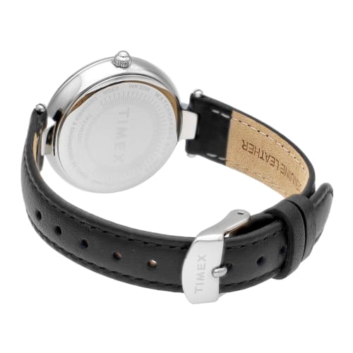 TIMEX Adoon Watch, 32mm, Women's, Black, with Silver Dial, Brass, Mineral Glass, Quartz Movement, and Japanese Made Movement, TW2V45200