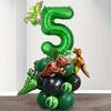 25 Stück grünes Dschungel-Dinosaurier-Digitalset für Jungen-Geburtstagsparty-Dekoration Nummer Ballonsäule Tyrannosaurus rex Feuerdrache