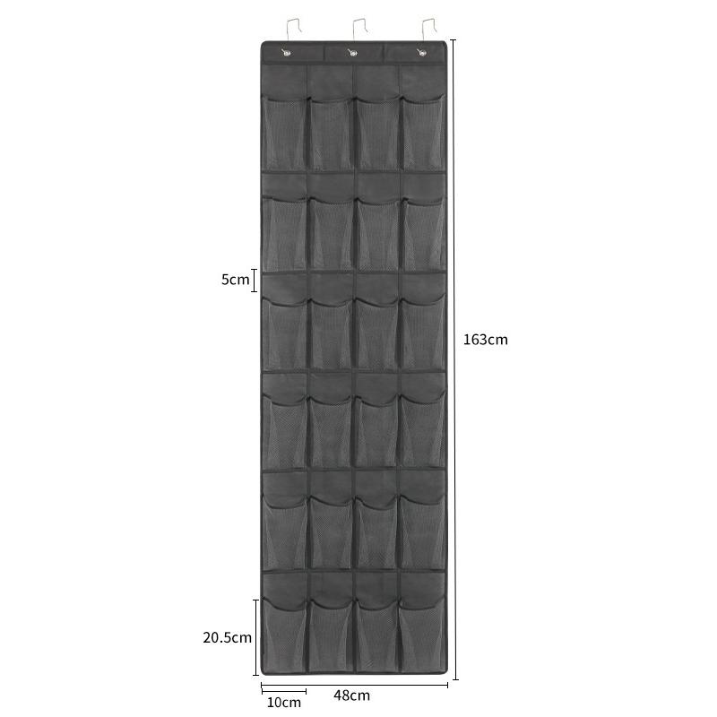 Door Shoe Organizer Hanging Storage Bag With Over Door Hooks 24 Mesh Pockets Breathable Foldable Closet Organizer серый 1290₽