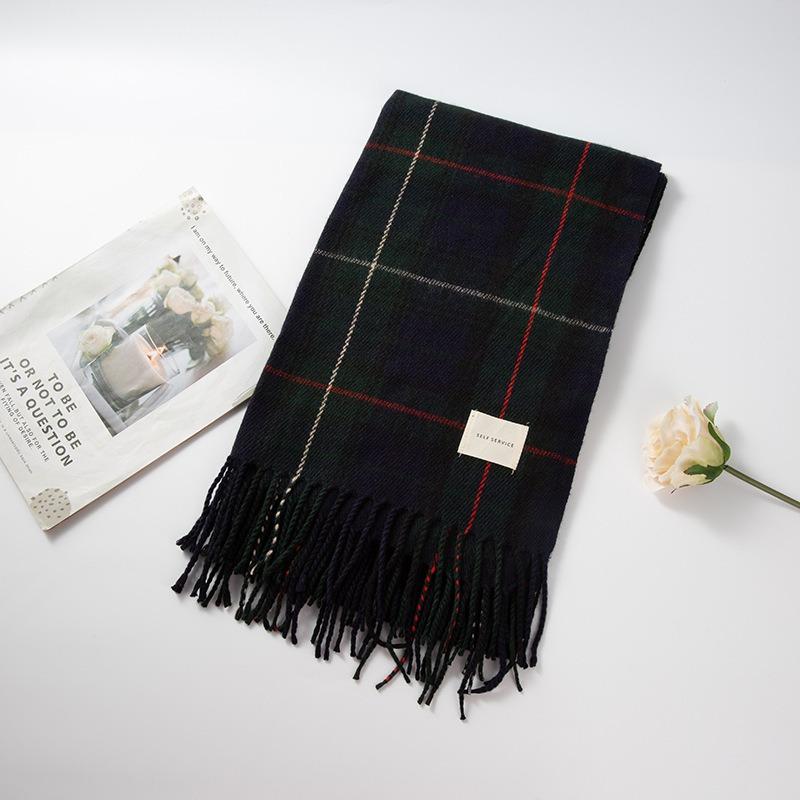 Autumn and winter scarves women's new products long imitation cashmere scarves retro plaid fringed scarves shawl