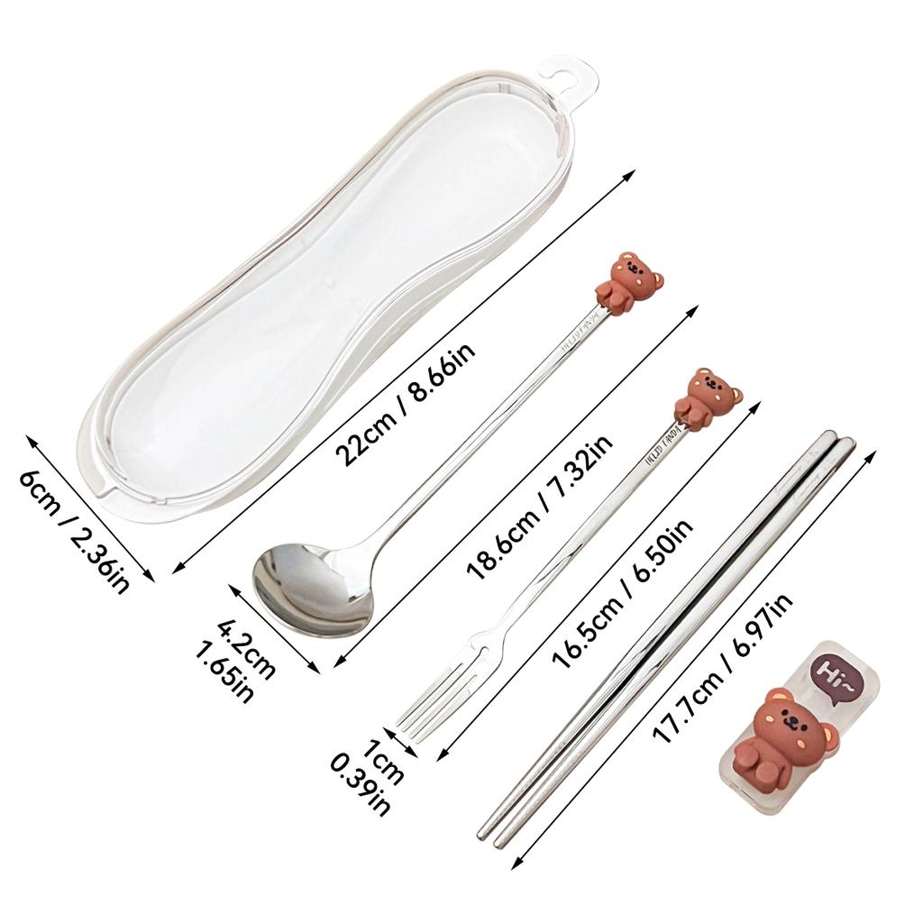New Portable Cute Dinnerware Sets 316 Stainless Steel Fork Spoon Chopstick Set With Cutlery Box Reusable Tableware Set