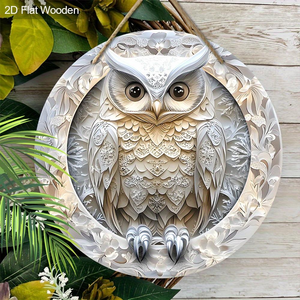 Cool Owl Wooden Sign, Funky Owl Round Sign for Front Door Wall Hanging Decor, Ideal Home Hanging Ornament
