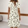 Vestido Casual de Verano para Mujer Vintage con Estampado Floral, Cuello Redondo, Manga Corta, Botones al Frente, Bolsillos, Corte Holgado, Longitud Media