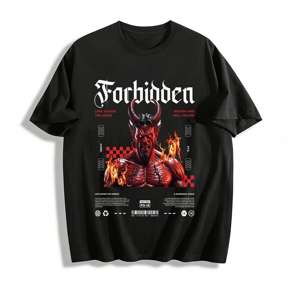 Love Across The Abyss Heaven Hell Collide Demon Graphic Tee Pure cotton T-shirt XXS