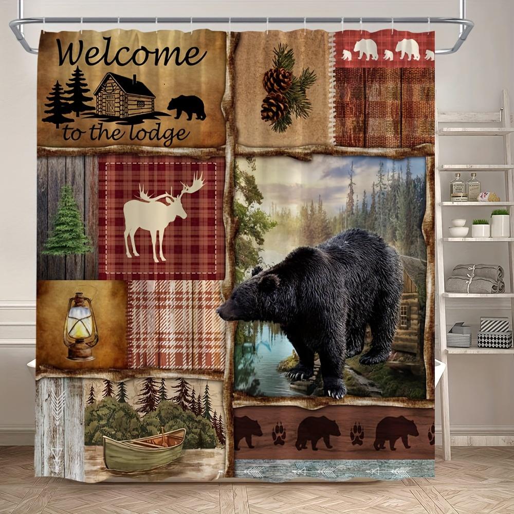 Rustic Lodge Shower Curtain - Water-Resistant Fabric for Bathroom - Perfect for Cabin and Nature Enthusiasts