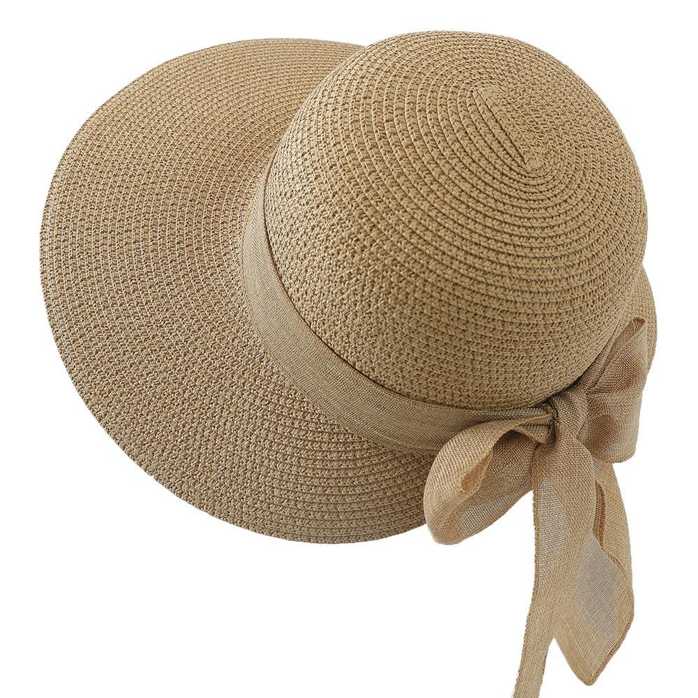 Breathable Straw Weaving Beach Hat Hollow Out Foldable Bucket Hat Big Brimmed Woven Cap  Seaside