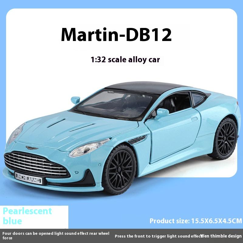 1/32 Scale Aston Martin DB12 GT Super Sports Car Alloy Diecast Metal Model Car Sound & Light Holiday Gift with Kid Children's Toy Car