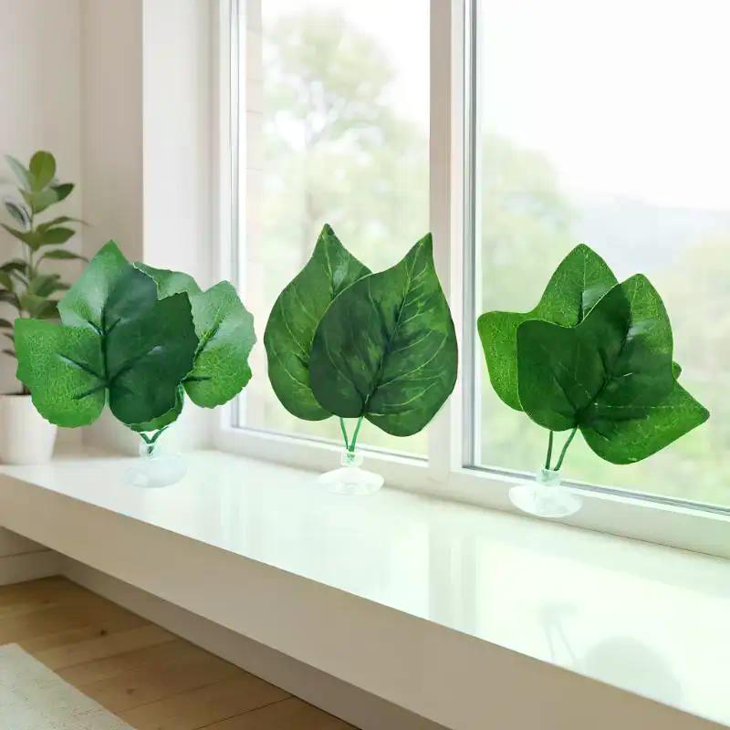 Unit Fish Tank Decorative Piece, Green Leaf Stress-Reducing Hammock for Betta Fish with Suction Cup.