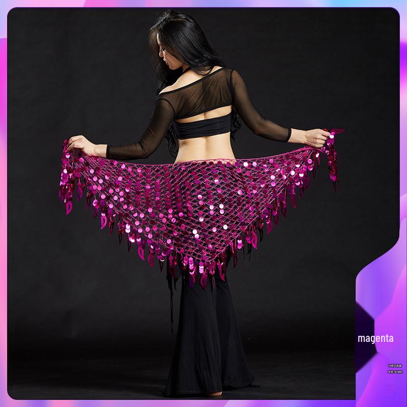 Lanț de talie sirenă eșarfă de șold cu paiete și ciucuri de chimvale