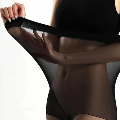 1 par Meias Pretas Anti-Gancho de Alta Elasticidade para Mulheres, Meia-calça Modeladora de Corpo Transparente Inferior, Meia-calça de Nylon Ultra Elástica