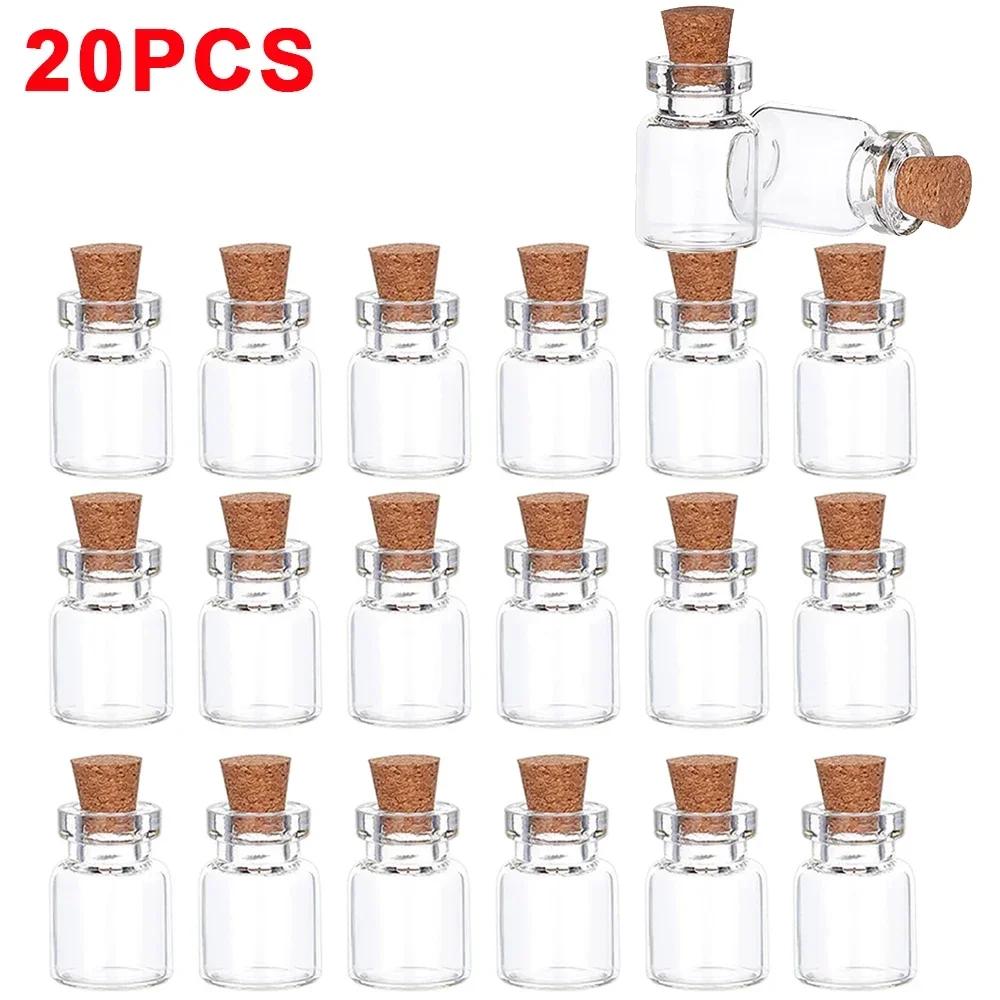 50/10Pcs Mini Clear Glass with Cork Transparent DIY Art Craft Message Bottle Empty Wishing Bottles Xmas Wedding Party Decoration