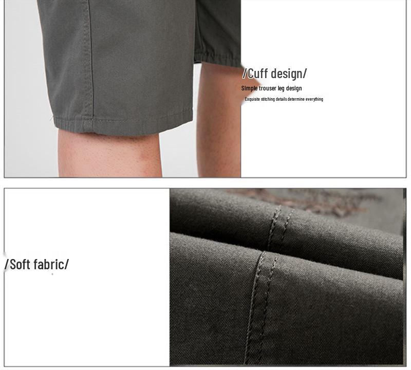 Męskie letnie casualowe szorty wielokieszeniowe - siedmiopunktowe spodnie plażowe i robocze dla mężczyzn w średnim i starszym wieku