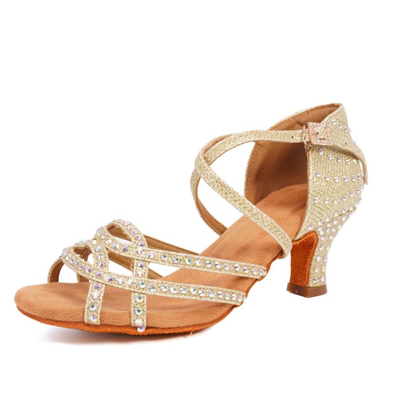 Scarpe da ballo con tacco alto da donna Scarpe da ballo latino Scarpe da ballo da sala indoor con strass con tacco 6/7/9CM