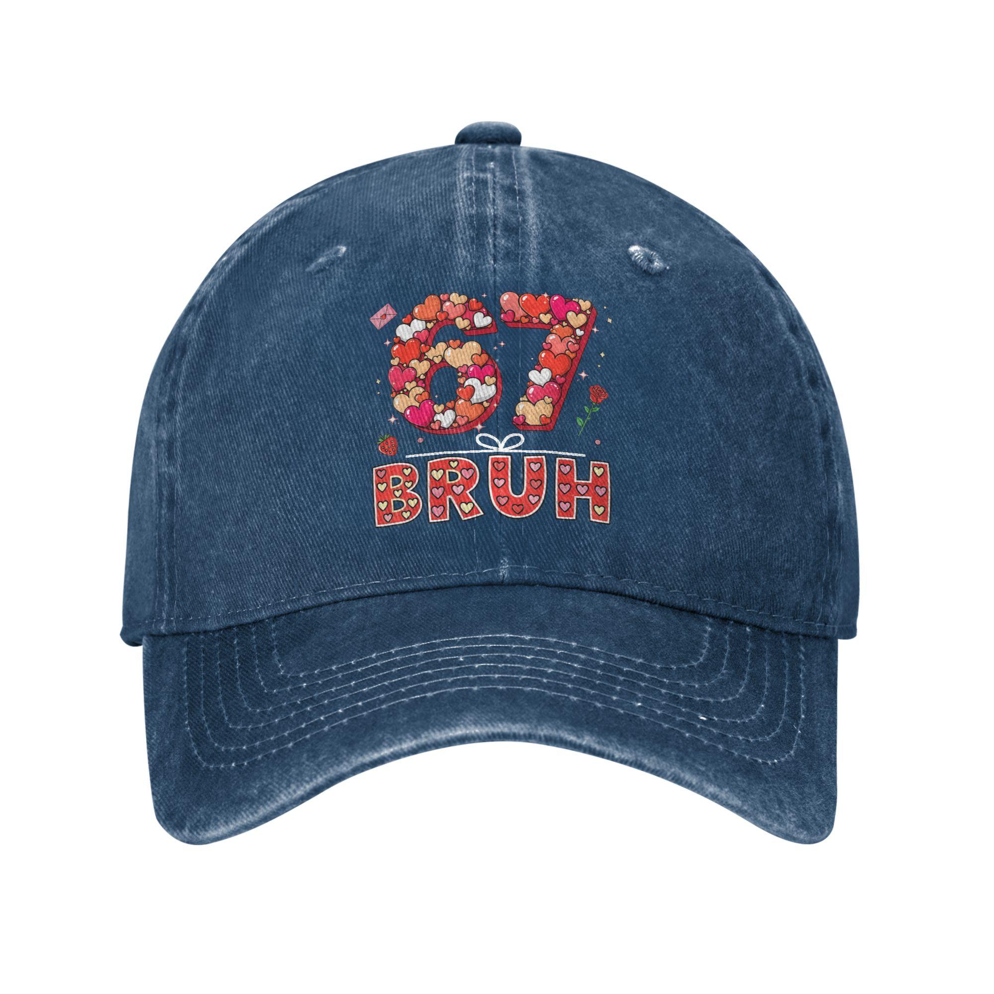 Bruh 67 Valentines Day Six Seven 6 7 Valentine Hearts Casual Baseball Cap Trucker Hat Hip Hop Hats Female Male Baseball Caps One Size