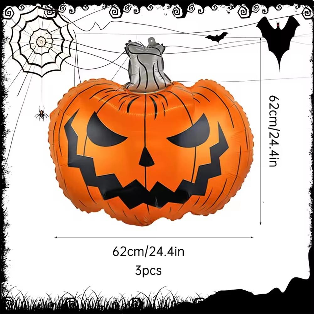 3pcs Halloween Pumpkin Balloons for Halloween Party Horror Theme Halloween Party, Haunted House, Room, Doorway Outdoor Decor