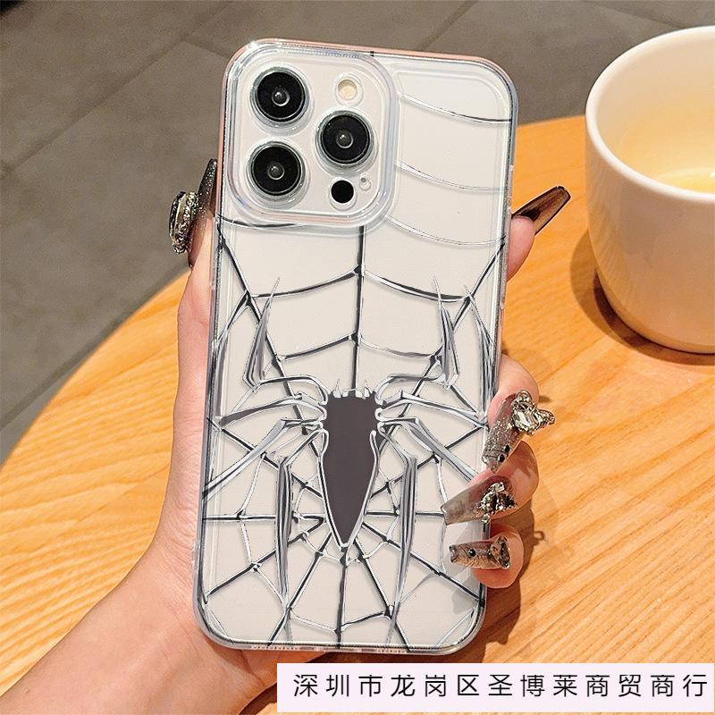 Spider Web for Apple 16/15/14/13 mobile phone case iPhone12/11PROMAX transparent protective case