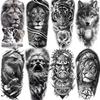 1 Sheet Waterproof Lion Jesus Temporary Tattoos For Men Women Adults Long Lasting Realistic Eagle Wolf Temp Fake Tattoo Stickers