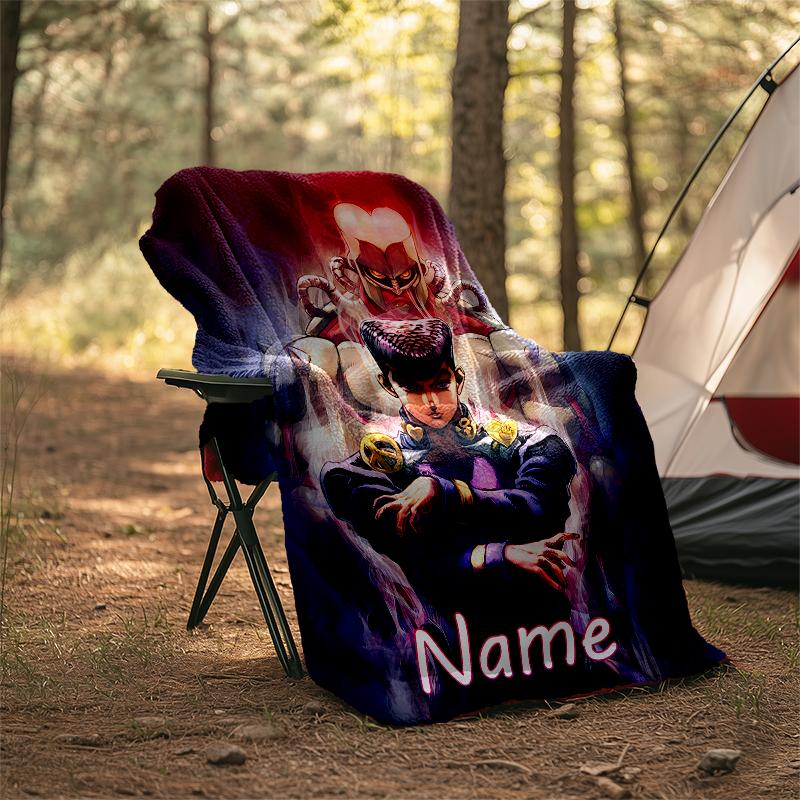 Personalized Custom Name Blanket - JoJo's Bizarre Adventure Print Design,Blanket for Sofa,Bed,Travel,Camping - Soft and Warm, Great Gift