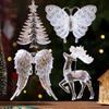 Christmas Clear Acrylic Hanging Ornament Glitter Snowflake Butterfly Reindeer Dancing Girl Tree Angel Wing Key Wreath Xmas Hanging Decoration