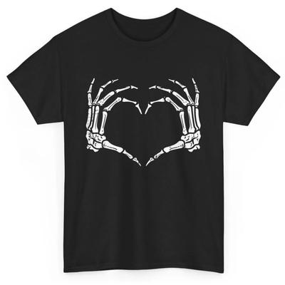 Skeleton Hands Heart Sign Retro Halloween Costume Women Girl T Shirt
