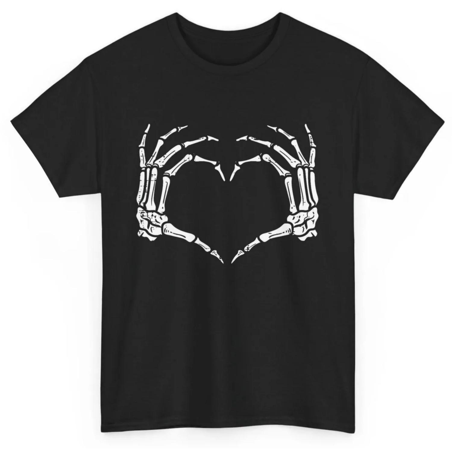 Skeleton Hands Heart Sign Retro Halloween Costume Women Girl T Shirt S чёрный