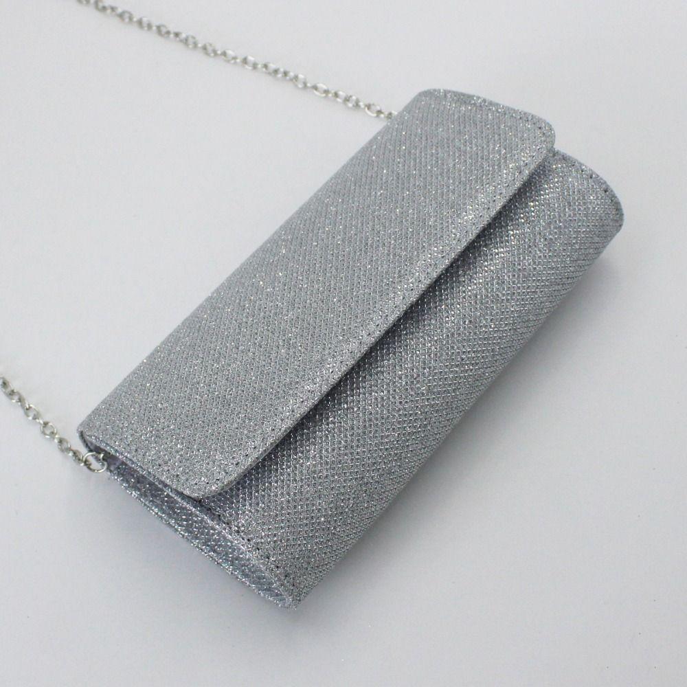 Fashion Champagne Evening Handbag Glitter Chain Dinner Bag Underarm Bag Shoulder Bag Women