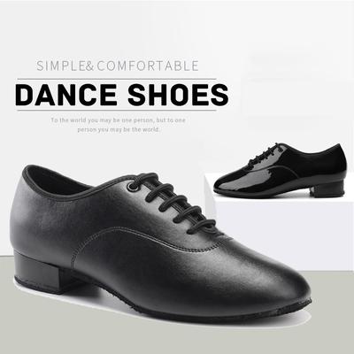Men Leather Tango Modern Ballroom Dance Shoes Soft Sole  White Black Heeled 1 Inch
