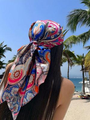 Satynowy Kwadratowy Szalik Damski Wzór Paisley Hidżab Elegancki Nadruk Jedwabny Zawiadomienie Szale Chusty Opaski na Głowę Uchwyt Akcesoria do Włosów Bandana
