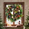 1PC Christmas Wreath 20 Inches Artificial Christmas Wreath Holiday With Baubles Berries Pine Needles Home Festival Party Decor