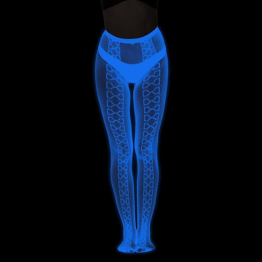 Night luminous leggings blue light pantyhose lace hollow luminous fishnet socks fluorescent sexy jacquard socks