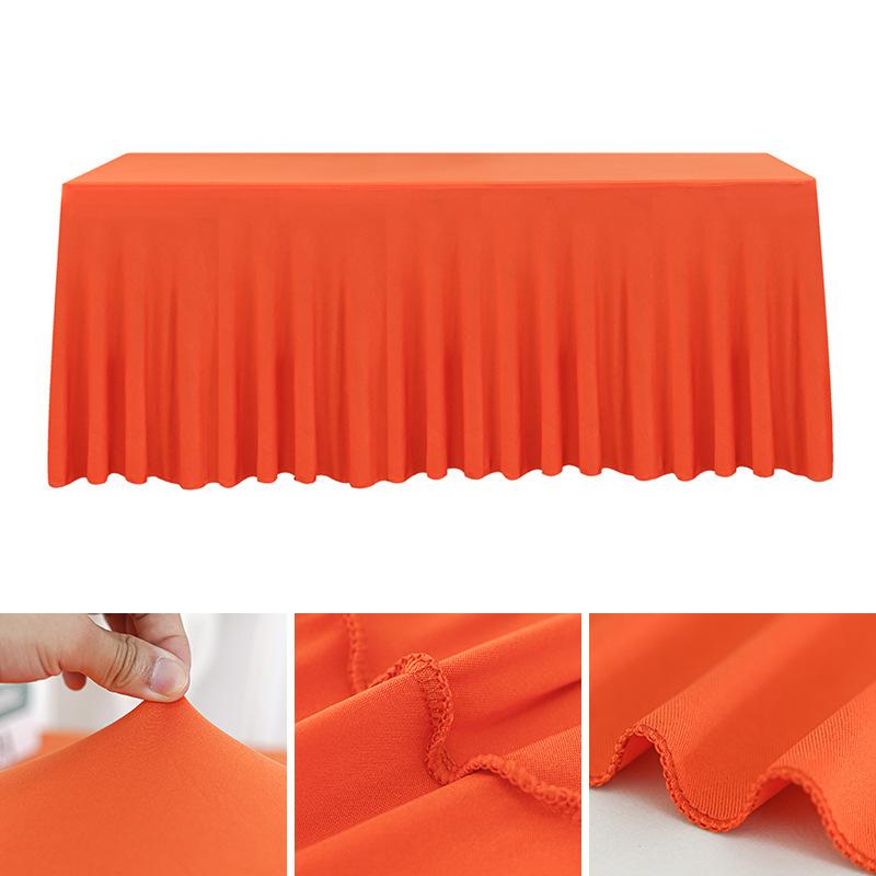 Spandex Rectangle Table Skirts 4/5/6/8ft Fitted Table Cover Wrinkle Resistant Cloth for Hotel Wedding Anniversary Party Decor