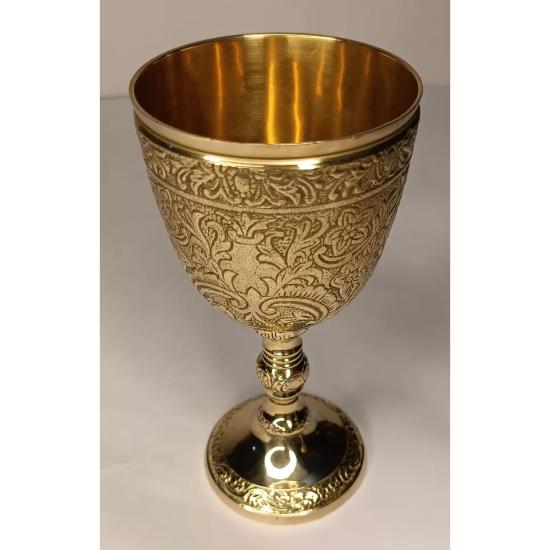 1 Weinglas aus massivem Messing, Weinkelchglas, handgefertigt, graviert, Messing, geprägt, Kelch