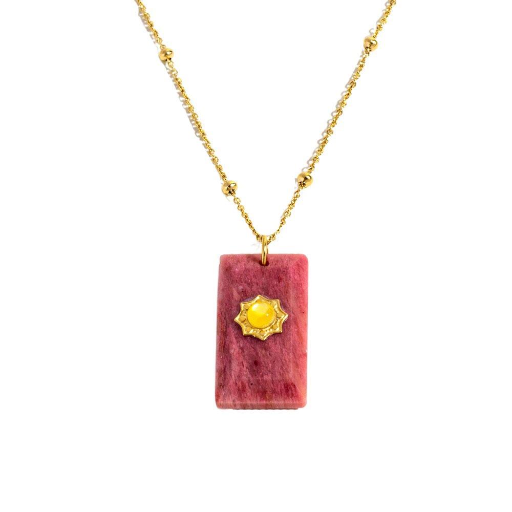 Pendant Square Neck Chain Vintage Sweater Chain Korean Chic Sun Stone Necklace  Women